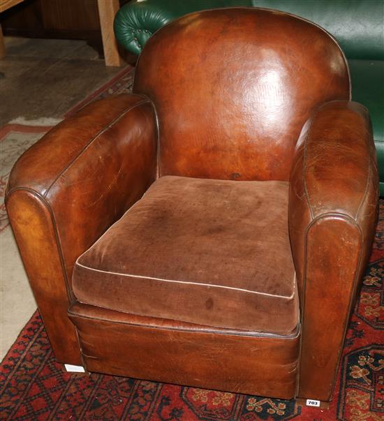 French leather club armchair